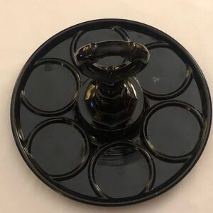 L. E. Smith Black Amethyst Glass Drink Caddy 1930’s 1940’s Classy